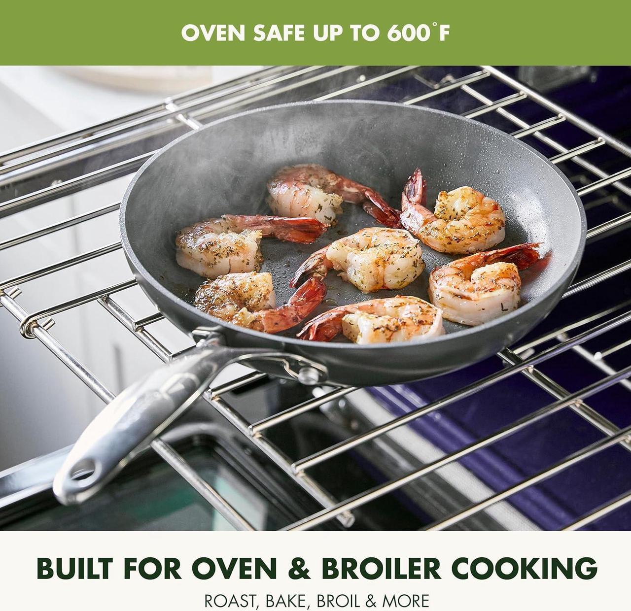 Alt view image 7 of 7 - GreenPan Valencia Pro 12" Skillet, PFOA and PFAS-Free, Healthy Ceramic Nonstick: Hard Anodized Pan for Non-Toxic Cooking Induction & Dishwasher Safe Oven-Safe to 600°F Easy Clean, Gray