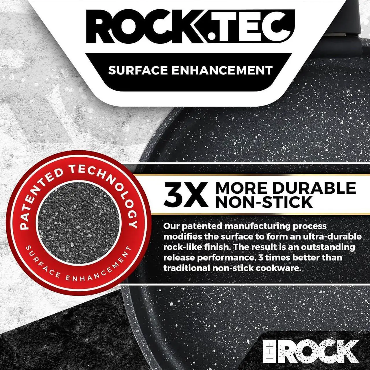 Alt view image 2 of 7 - THE ROCK SMART SPACE 16pc Nonstick Pots and Pans Set with ROCK.TEC, Stackable Cookware Set with Detachable Handles, Scratch/Stain/Crack Proof, Induction Ready, Oven & Dishwasher Safe, PFOA-Free, Black