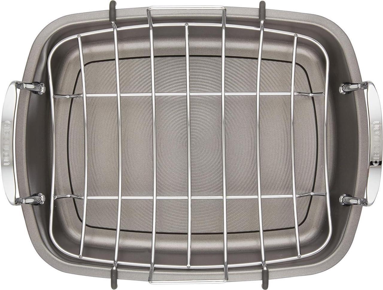 Alt view image 2 of 7 - Circulon Nonstick Roasting Pan / Roaster with Rack - 17 Inch x 13 Inch, Gray