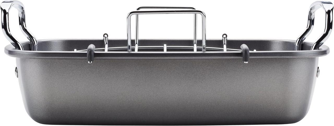 Alt view image 3 of 7 - Circulon Nonstick Roasting Pan / Roaster with Rack - 17 Inch x 13 Inch, Gray