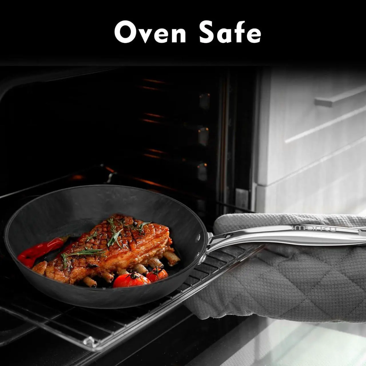Alt view image 5 of 7 - imarku Non Stick Frying Pans - 12 inch Frying Pan Nonstick Skillet, Egg Pan Omelette with Cool Stainless Steel Handle, Dishwasher Safe, Free of PFAS&PFOA, Easy Cleanup, Oven Safe Cooking Pan