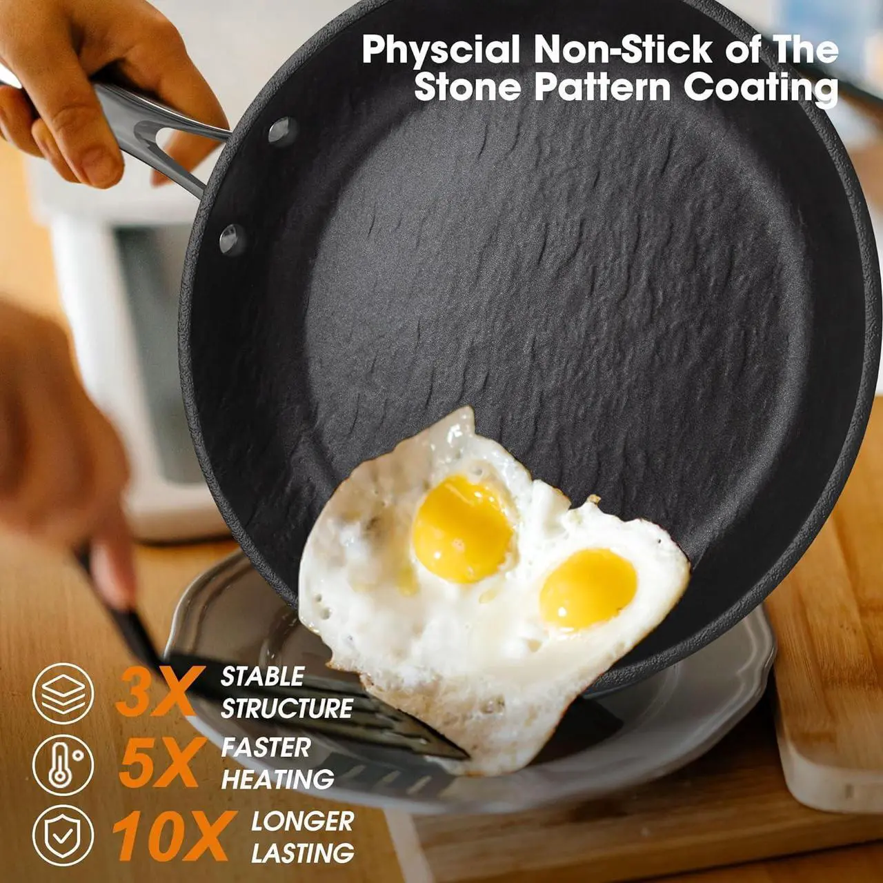 Alt view image 3 of 7 - imarku Non Stick Frying Pans - 12 inch Frying Pan Nonstick Skillet, Egg Pan Omelette with Cool Stainless Steel Handle, Dishwasher Safe, Free of PFAS&PFOA, Easy Cleanup, Oven Safe Cooking Pan