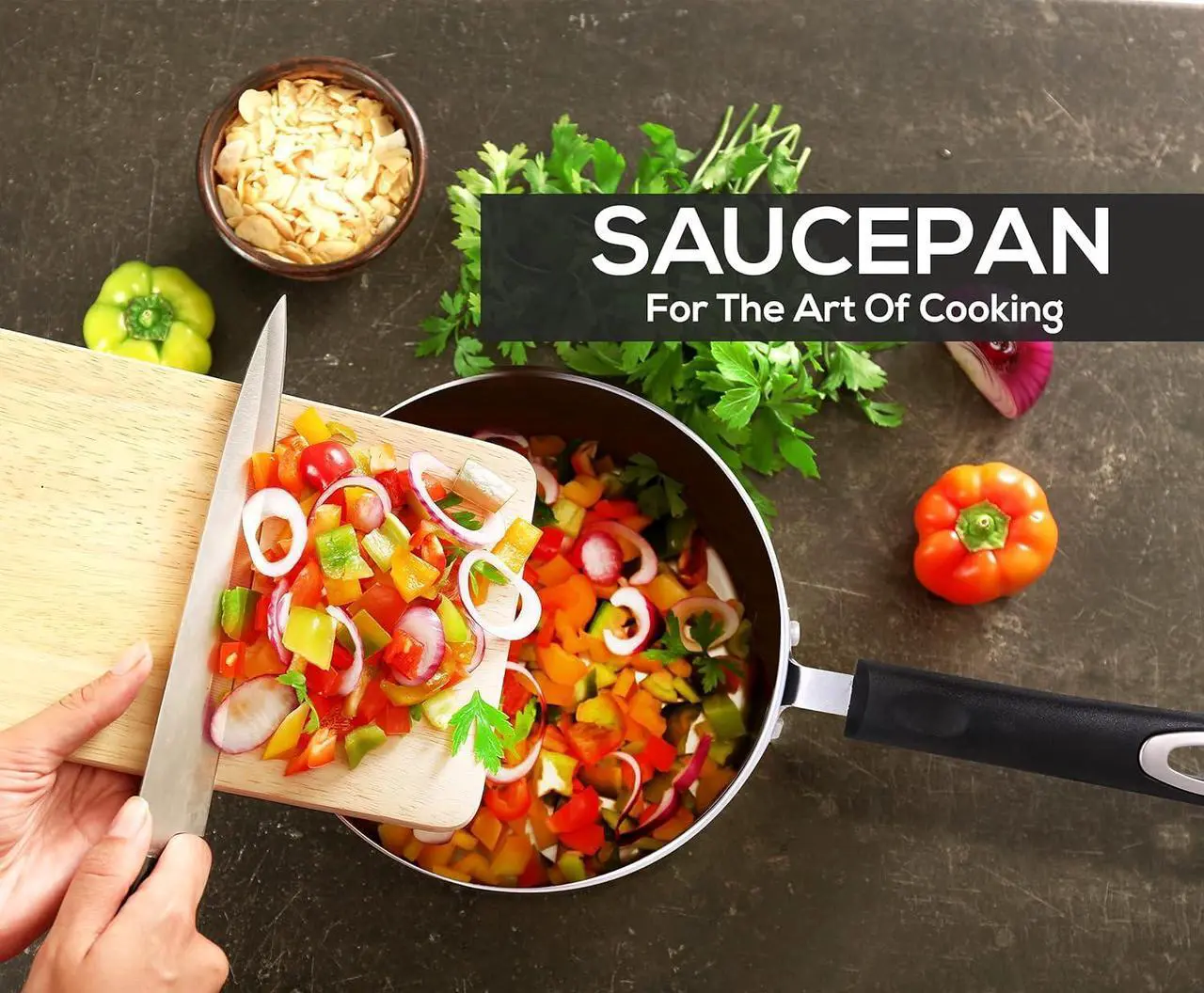 Alt view image 5 of 6 - Utopia Kitchen Nonstick Saucepan Set with Lid, 1 Quart and 2 Quarts Multipurpose Pots Set for Home Kitchen or Restaurant (Grey-Black)