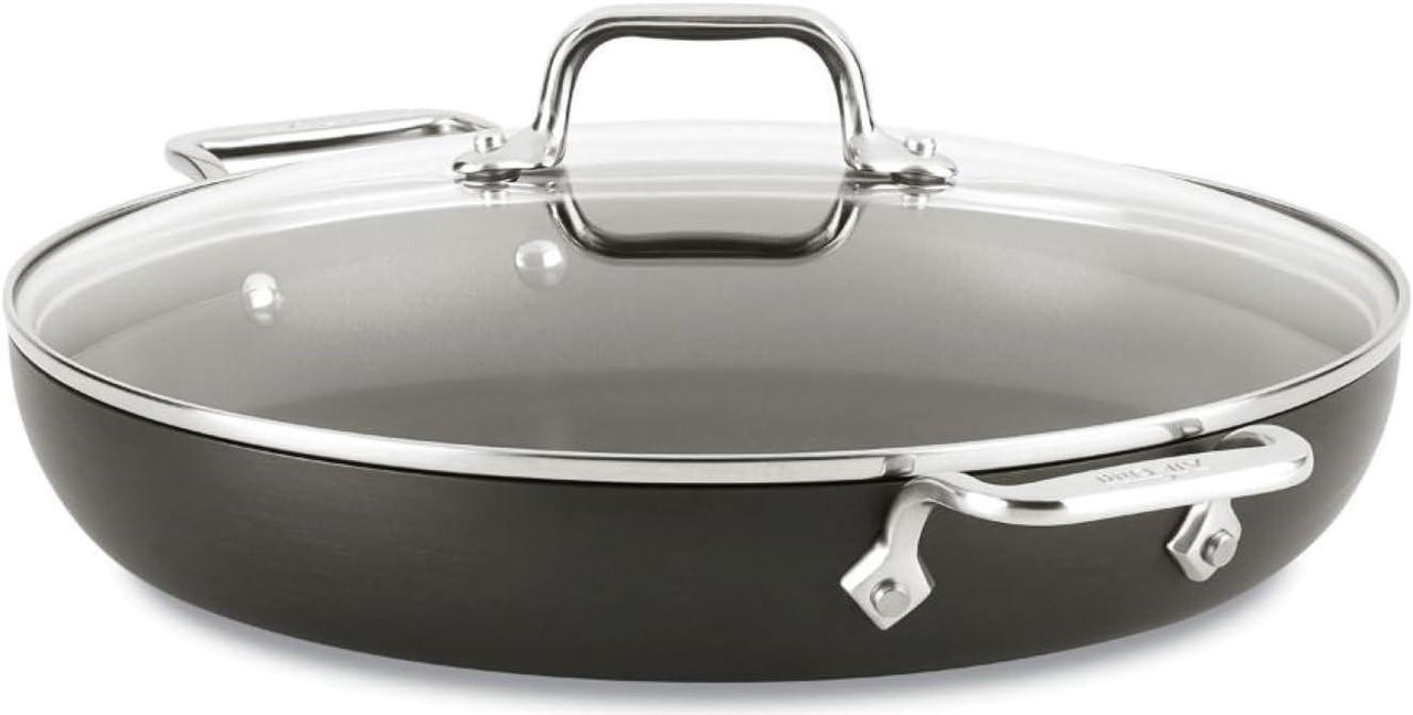 Main image of All-Clad HA1 Hard Anodized Non Stick Everyday Pan w/ Lid and Handles, 12 Inch, Induction, Oven Broiler Safe 500F, Lid Safe 350F, Deep Frying Pan, Skillet, Pots and Pans, Kitchen, Cookware, Black