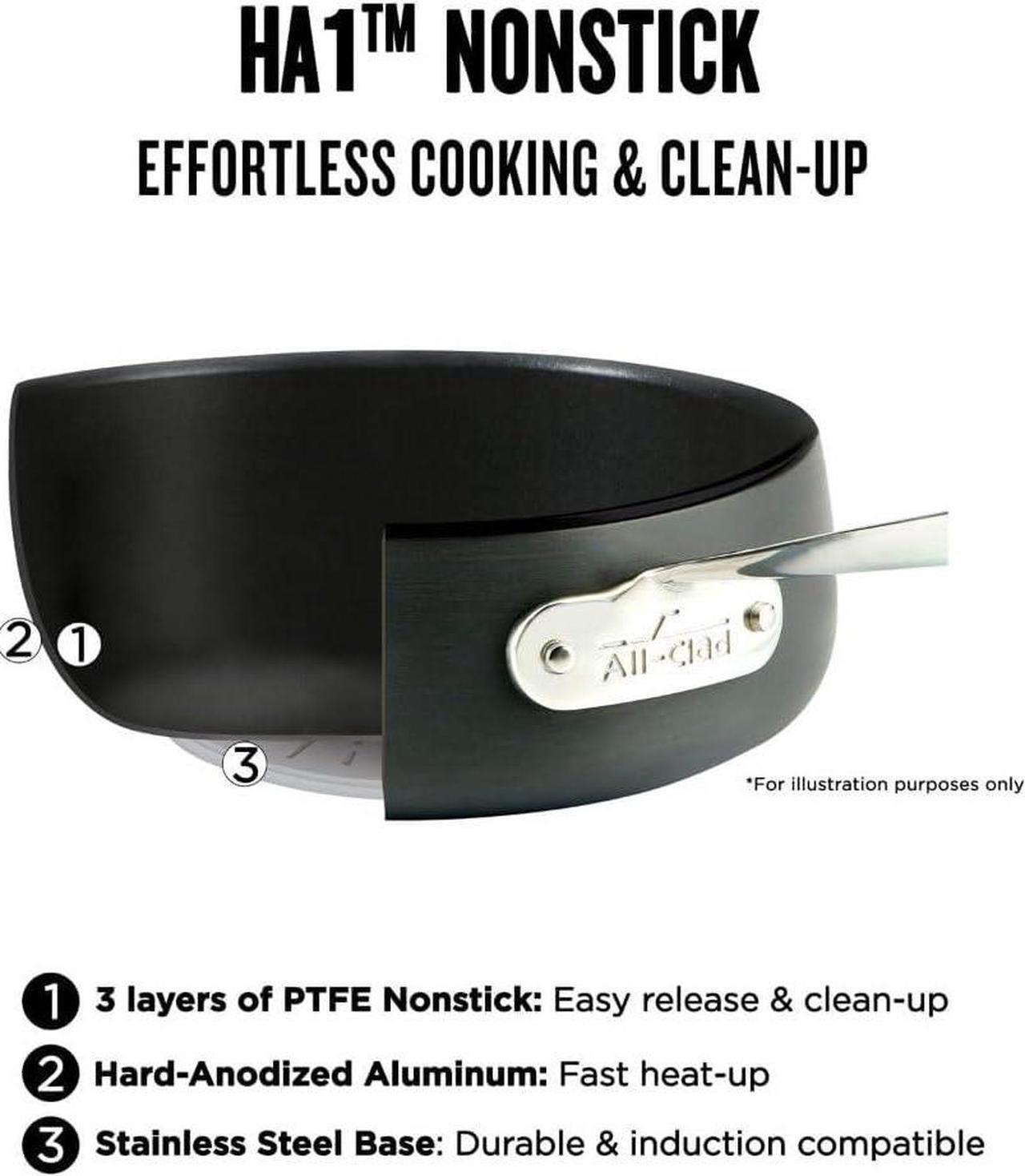 Alt view image 2 of 7 - All-Clad HA1 Hard Anodized Non Stick Everyday Pan w/ Lid and Handles, 12 Inch, Induction, Oven Broiler Safe 500F, Lid Safe 350F, Deep Frying Pan, Skillet, Pots and Pans, Kitchen, Cookware, Black