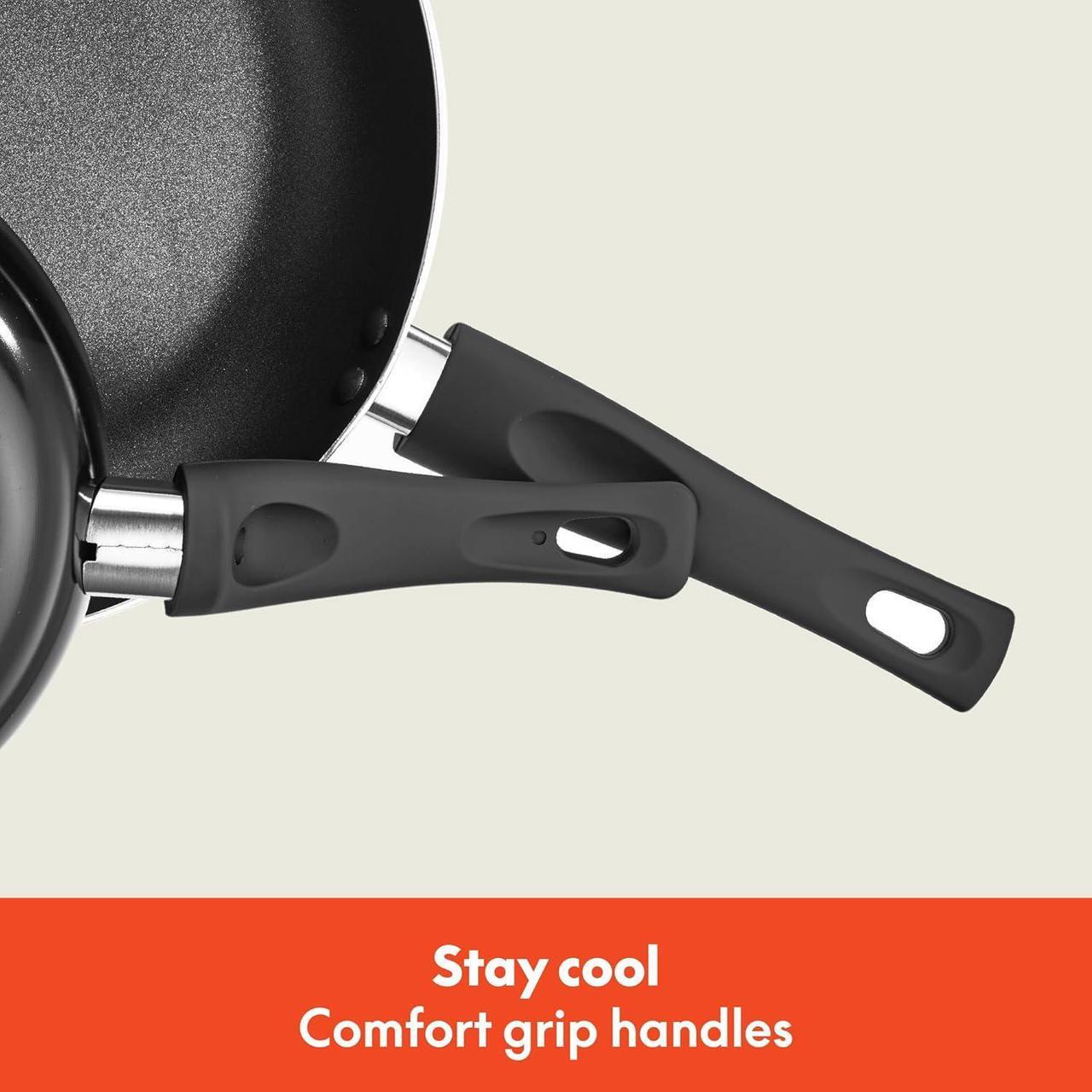 Alt view image 6 of 7 - bella Cookware Set, 12 Piece Pots and Pans with Utensils, Nonstick PFOA Free Scratch Resistant Cooking Surface Compatible with All Stoves, Nylon and Aluminum, Black