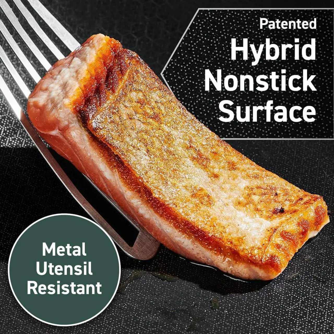 Alt view image 4 of 6 - HexClad Hybrid Nonstick 3.3 Qt Deep Sauté Pan and Lid, Dishwasher and Oven-Safe, Induction Ready, Compatible with All Cooktops