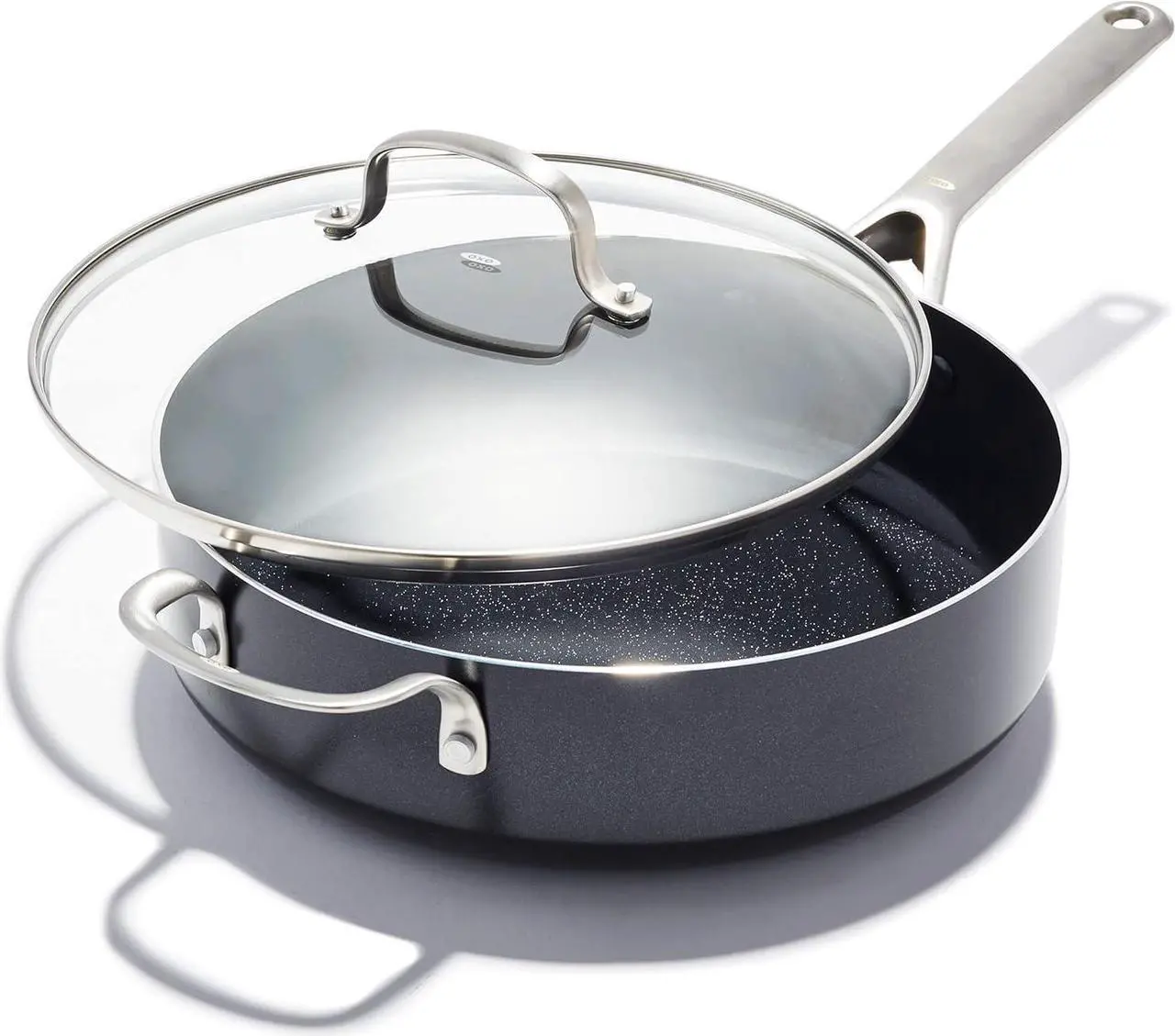 Main image of OXO Agility Series 5QT Saute Pan with Lid, Ceramic Nonstick Cookware PFAS-Free, Induction Suitable, Quick Even Heating, Stainless Steel Handles, Chip-Free Rims, Dishwasher and Oven Safe, Black