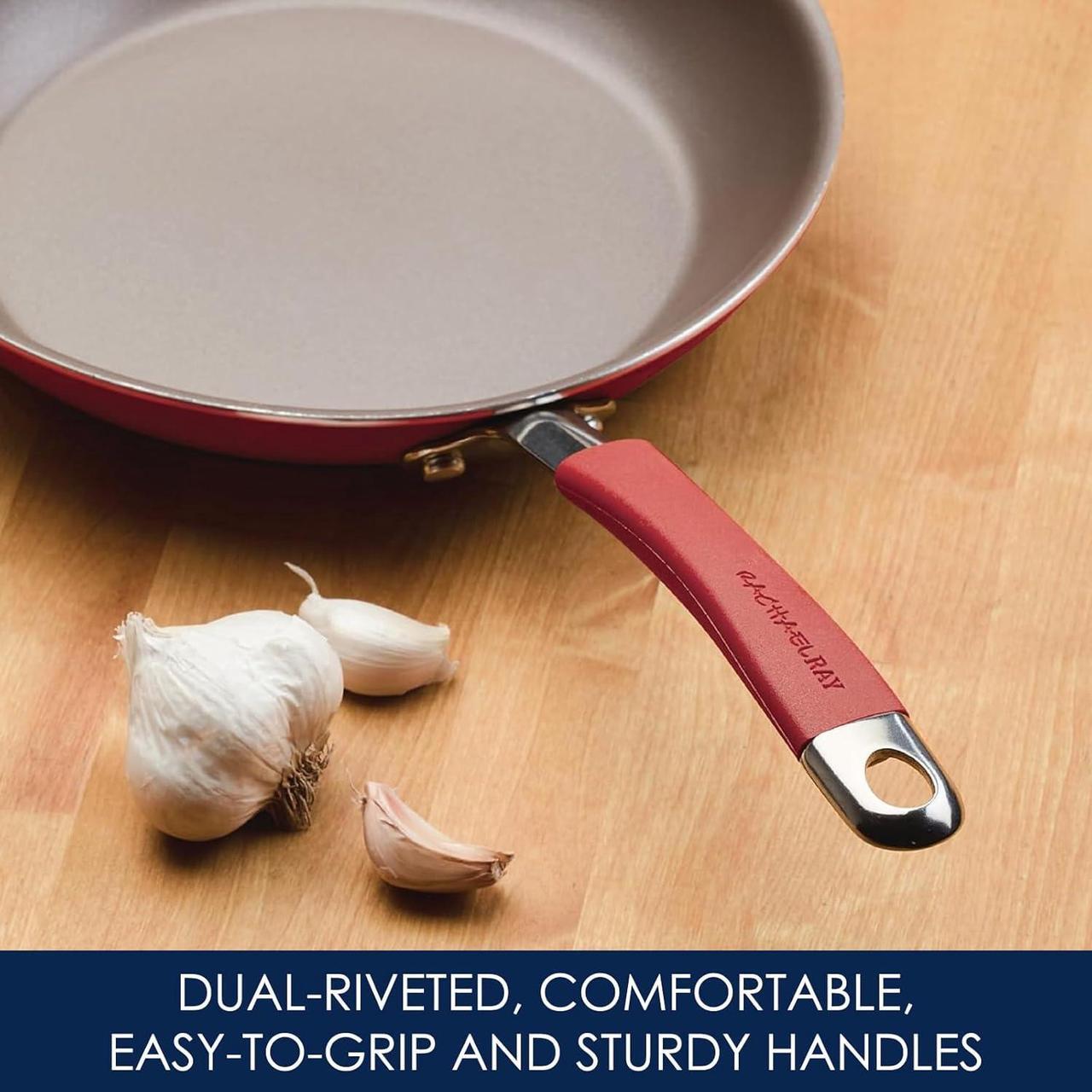 Alt view image 5 of 7 - Rachael Ray Cucina Nonstick Cookware Pots and Pans Set, 12 Piece, Cranberry Red
