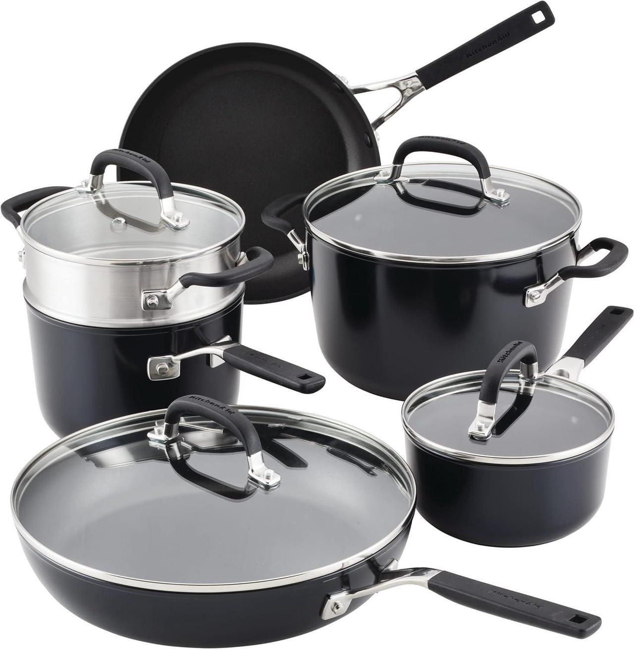 Main image of KitchenAid Hard Anodized Nonstick Cookware/Pots and Pans Set, 10 Piece, Matte Black