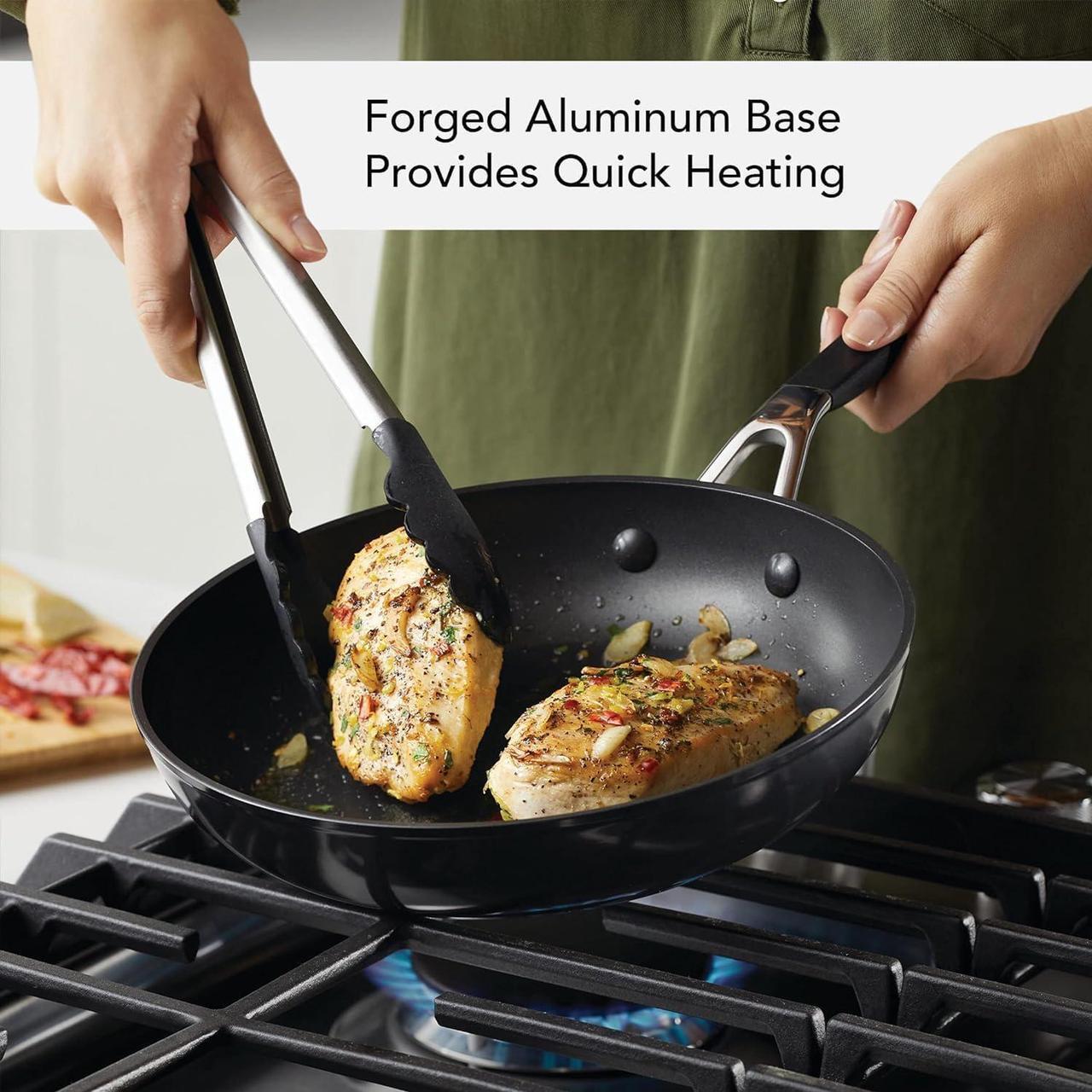 Alt view image 3 of 7 - KitchenAid Hard Anodized Nonstick Cookware/Pots and Pans Set, 10 Piece, Matte Black