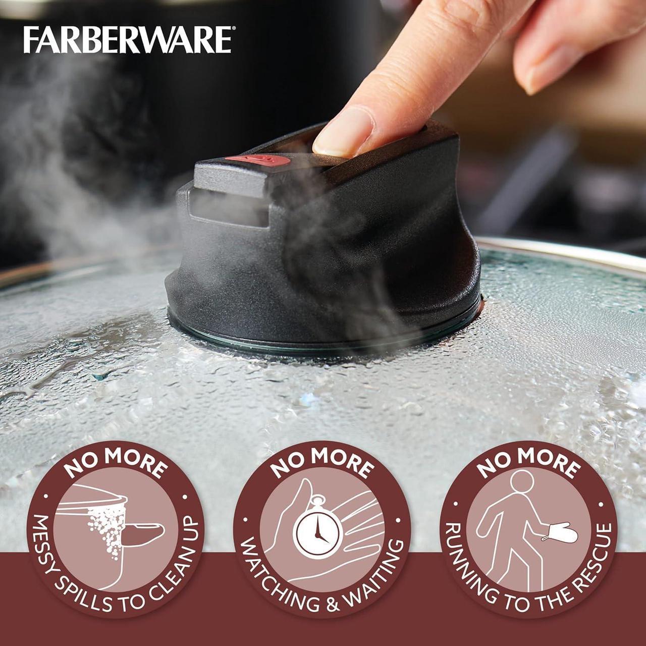 Alt view image 4 of 7 - Farberware Smart Control Nonstick Frying/Skillet/Everything Pan with Lid and Side Handles, 11.25 Inch, Black