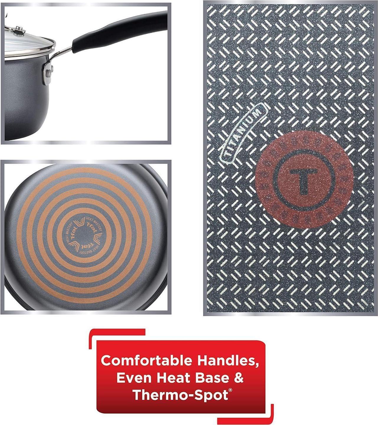 Alt view image 4 of 6 - T-fal Signature Nonstick Fry Pan 12 Inch Oven Safe 350F Cookware, Pots and Pans, Dishwasher Safe, Gray
