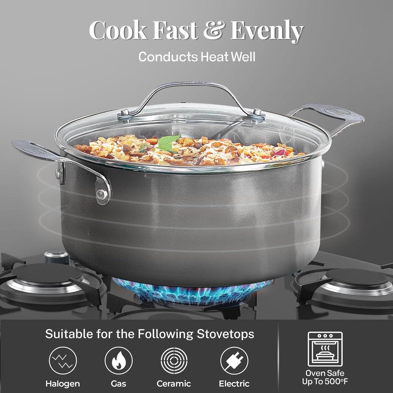 Alt view image 6 of 7 - Gotham Steel 20 Pc Pots and Pans Set, Bakeware Set, Ceramic Cookware Set for Kitchen, Long Lasting Non Stick Pots and Pans Set with Lids Dishwasher / Oven Safe, Non Toxic-Copper