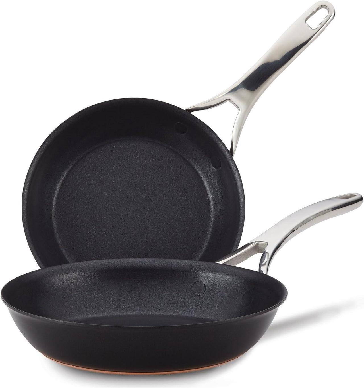 Main image of Anolon Nouvelle Copper Nonstick Frying / Fry Pan Set / Hard Anodized Skillet Set - 8.5 Inch and 10 Inch, Black Onyx