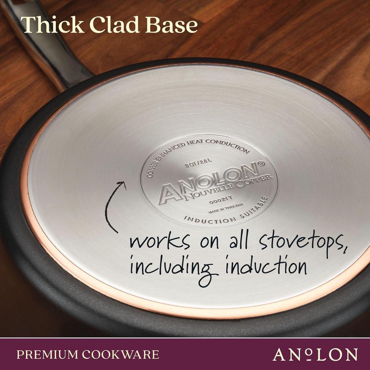 Alt view image 5 of 7 - Anolon Nouvelle Copper Nonstick Frying / Fry Pan Set / Hard Anodized Skillet Set - 8.5 Inch and 10 Inch, Black Onyx