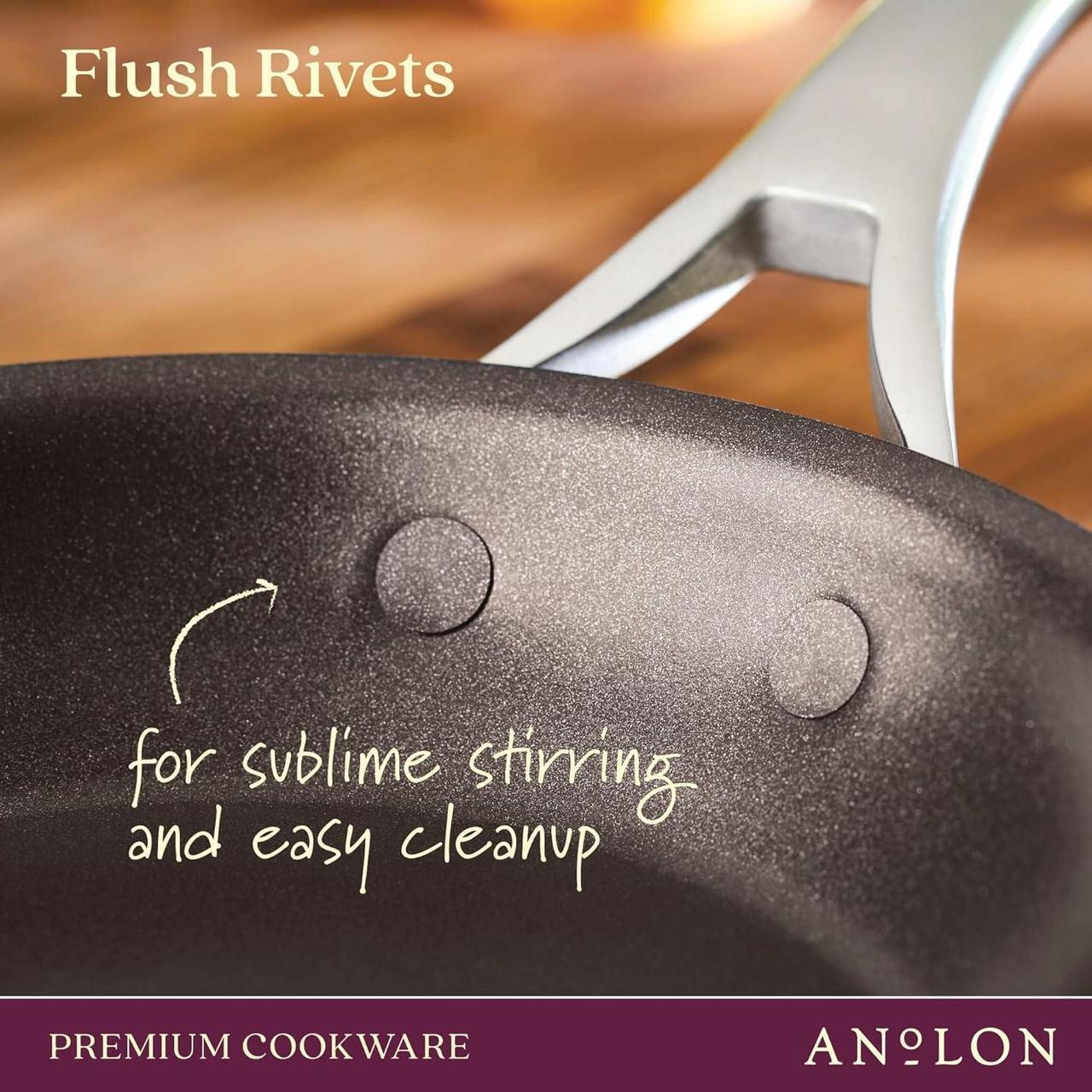Alt view image 7 of 7 - Anolon Nouvelle Copper Nonstick Frying / Fry Pan Set / Hard Anodized Skillet Set - 8.5 Inch and 10 Inch, Black Onyx