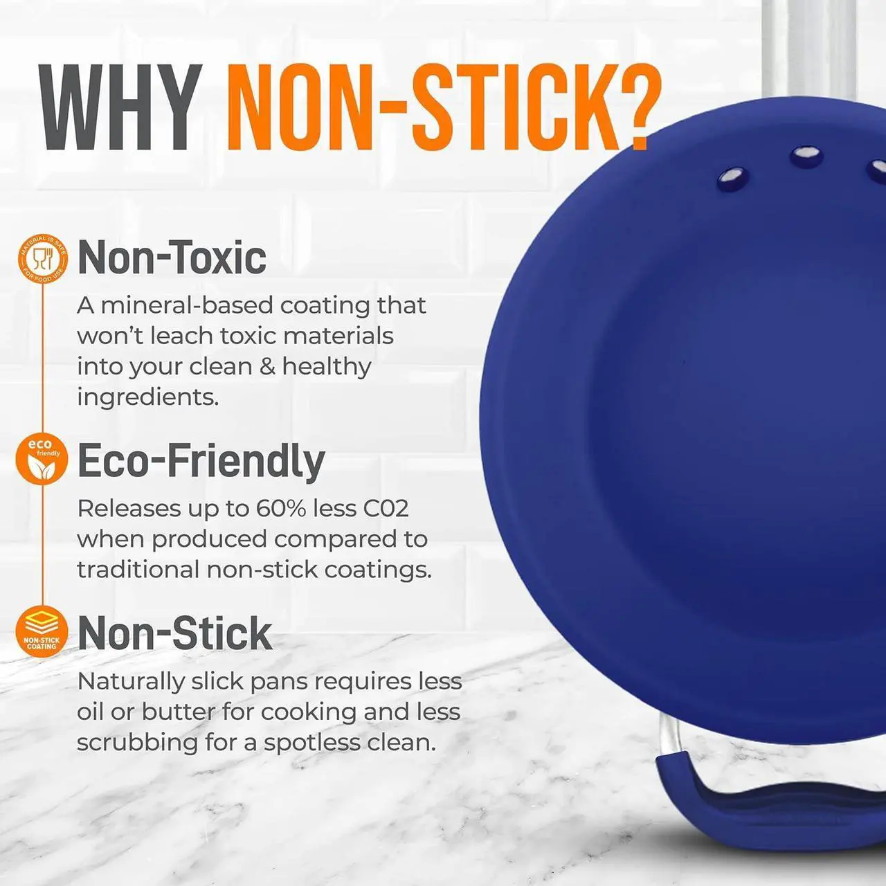 Alt view image 4 of 7 - NutriChef 14" Extra Large Fry Pan - Skillet Nonstick Frying Pan with Silicone Handle, Ceramic Coating, Blue Silicone Handle, Stain-Resistant And Easy To Clean, Professional Home Cookware