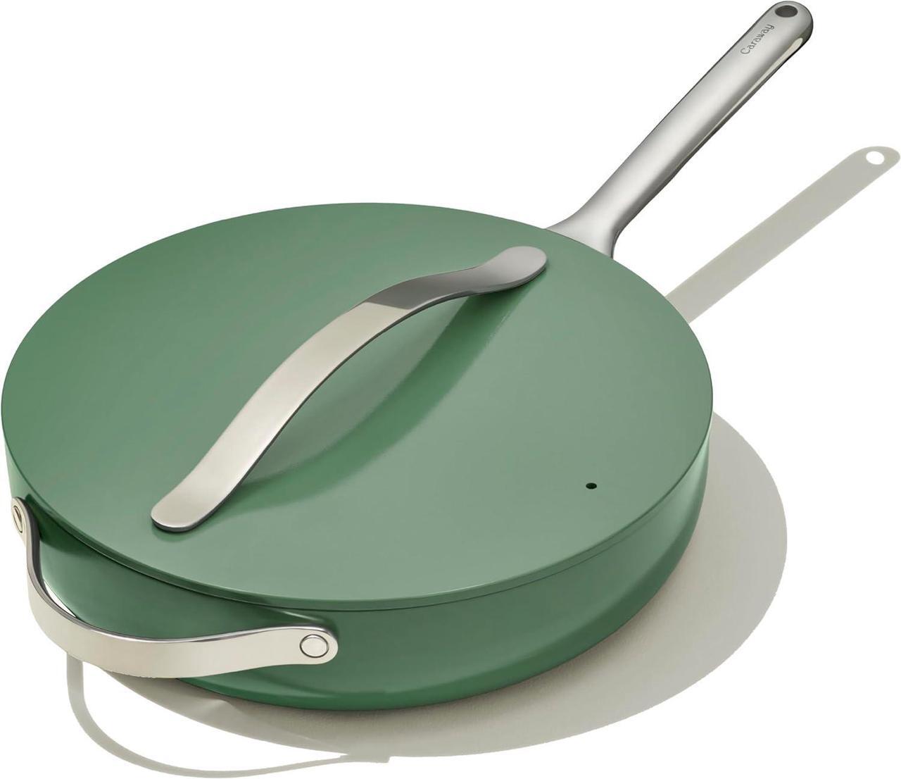 Main image of Caraway Nonstick Ceramic Sauté Pan with Lid (4.5 qt, 11.8") - Non Toxic, PTFE & PFOA Free - Oven Safe & Compatible with All Stovetops (Gas, Electric & Induction) - Sage