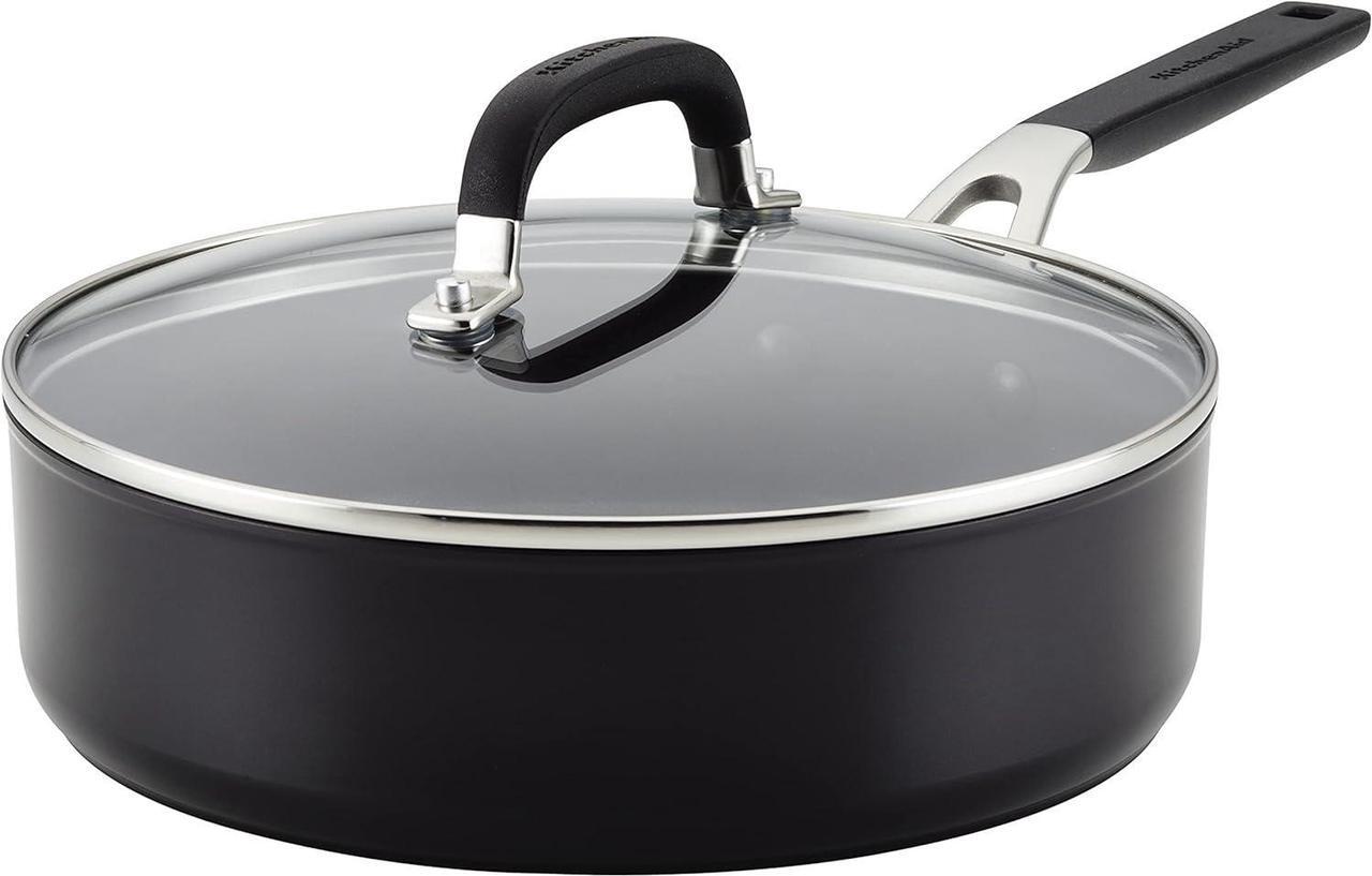 Main image of KitchenAid Hard Anodized Nonstick Saute/Fry Pan with Lid, 3 Quart, Onyx Black