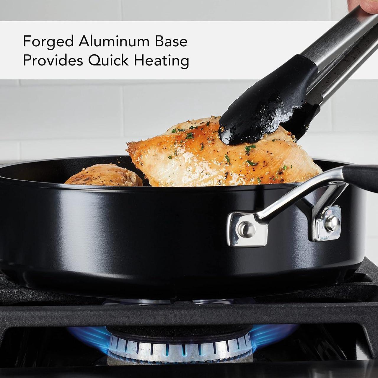 Alt view image 3 of 7 - KitchenAid Hard Anodized Nonstick Saute/Fry Pan with Lid, 3 Quart, Onyx Black