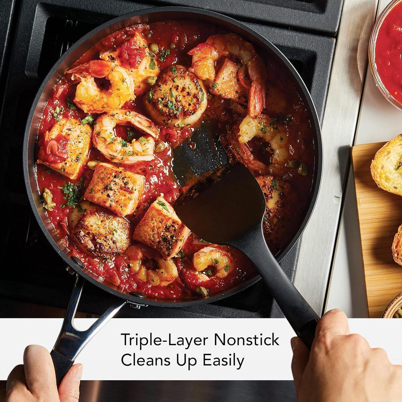 Alt view image 4 of 7 - KitchenAid Hard Anodized Nonstick Saute/Fry Pan with Lid, 3 Quart, Onyx Black