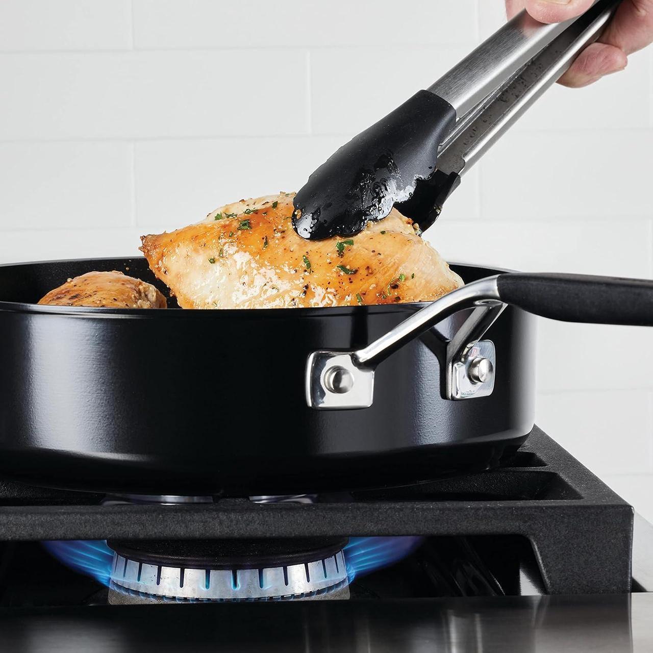Alt view image 7 of 7 - KitchenAid Hard Anodized Nonstick Saute/Fry Pan with Lid, 3 Quart, Onyx Black