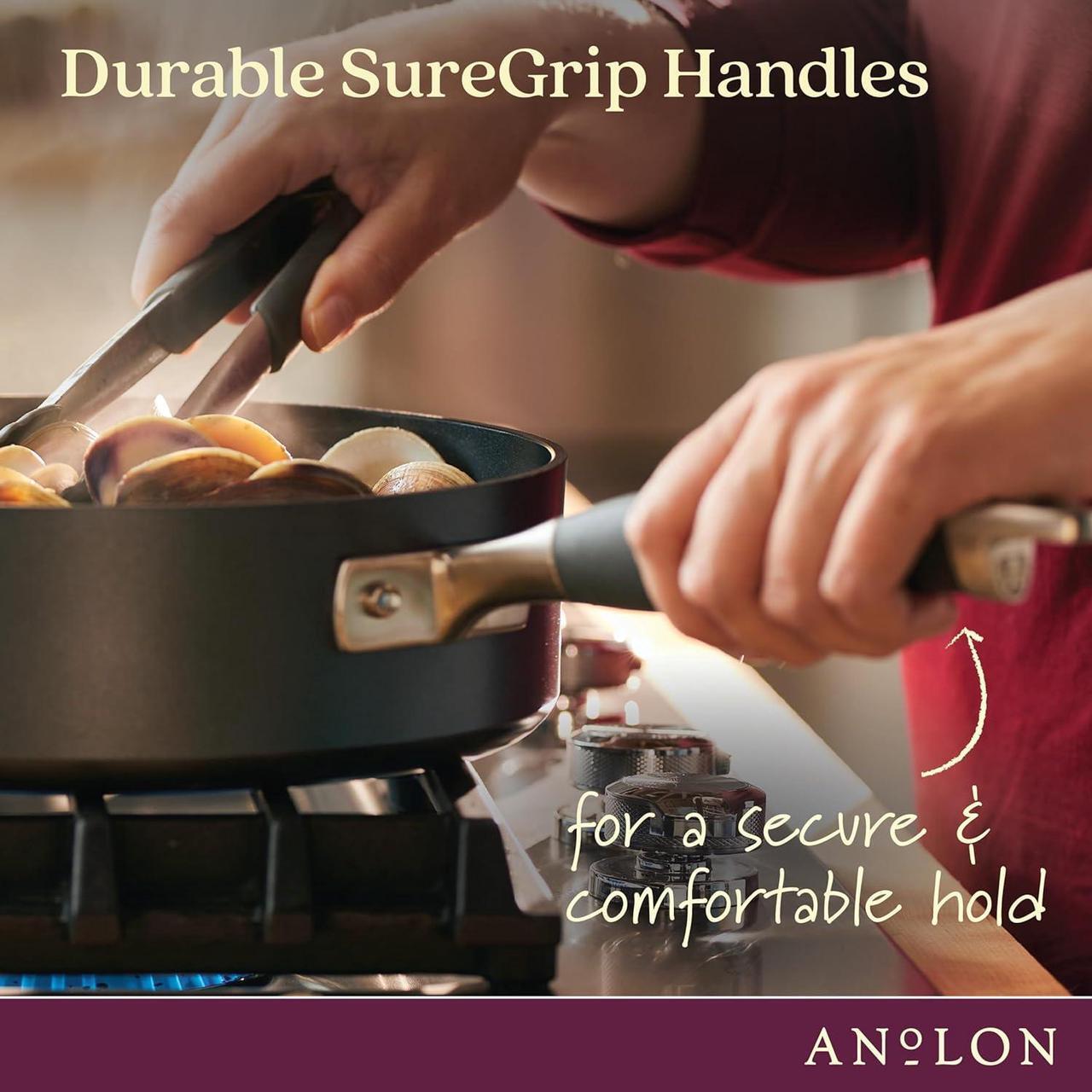 Alt view image 6 of 7 - Anolon Advanced Home Hard Anodized Nonstick Cookware/Pots and Pans Set, 9 Piece - Moonstone