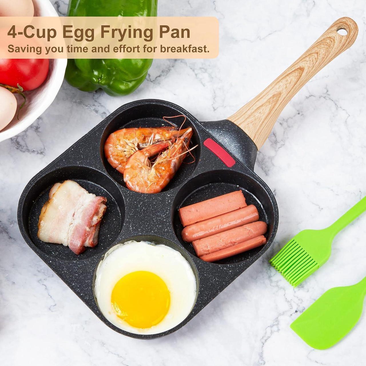 Alt view image 2 of 7 - MyLifeUNIT Egg Frying Pan, 4-Cup Egg Pan Nonstick, Fried Egg Pan Skillet for Breakfast, Pancake, Hamburger, Sandwiches, Suitable for Gas Stove & Induction Cookware