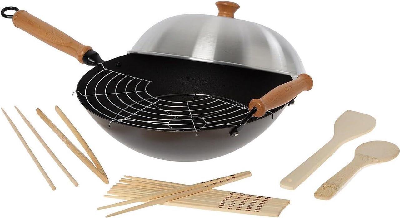 Main image of Joyce Chen 22-9938, Pro Chef 14 Inch 10 Piece Excalibur Non-Stick Wok Set