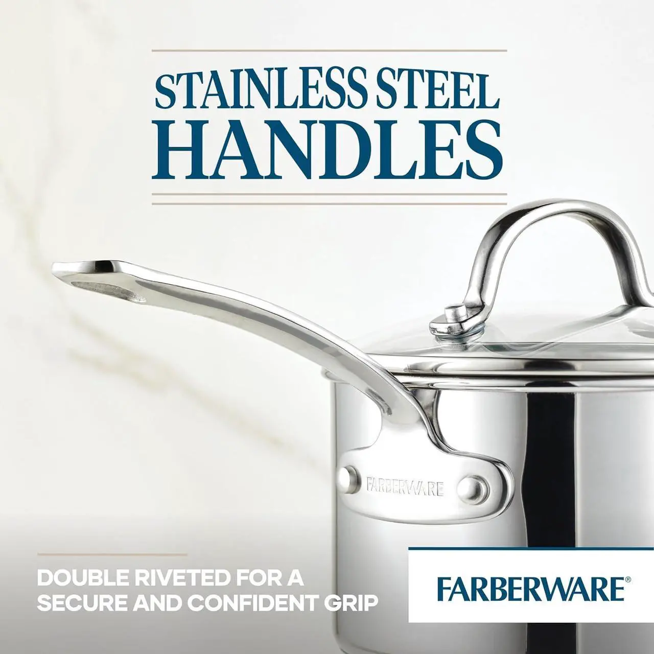 Alt view image 2 of 7 - Farberware Millennium Stainless Steel Nonstick Cookware Set, 10-Piece Pot and Pan Set, Stainless Steel