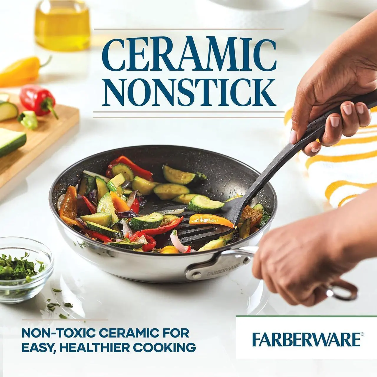 Alt view image 3 of 7 - Farberware Millennium Stainless Steel Nonstick Cookware Set, 10-Piece Pot and Pan Set, Stainless Steel