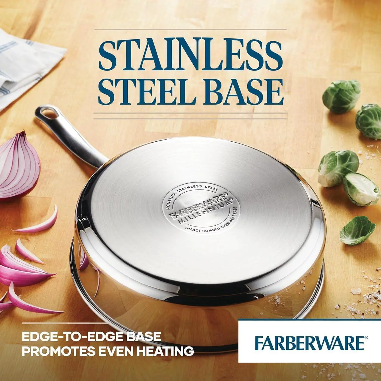 Alt view image 7 of 7 - Farberware Millennium Stainless Steel Nonstick Cookware Set, 10-Piece Pot and Pan Set, Stainless Steel