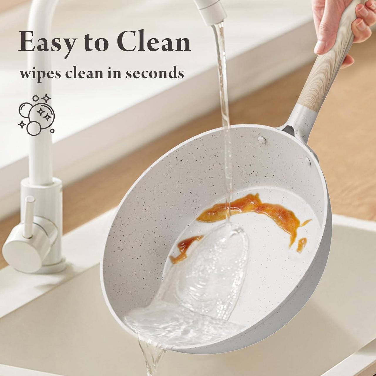 Alt view image 6 of 7 - 11 Pcs Pots and Pans Set Non Stick,Ceramic Cookware Set with Large Capacity,Healthy & Non Toxic Induction Cookware, Nonstick Kitchen Cooking Set with Utensils,PTFE/PFAS/PFOA Free,Cream White
