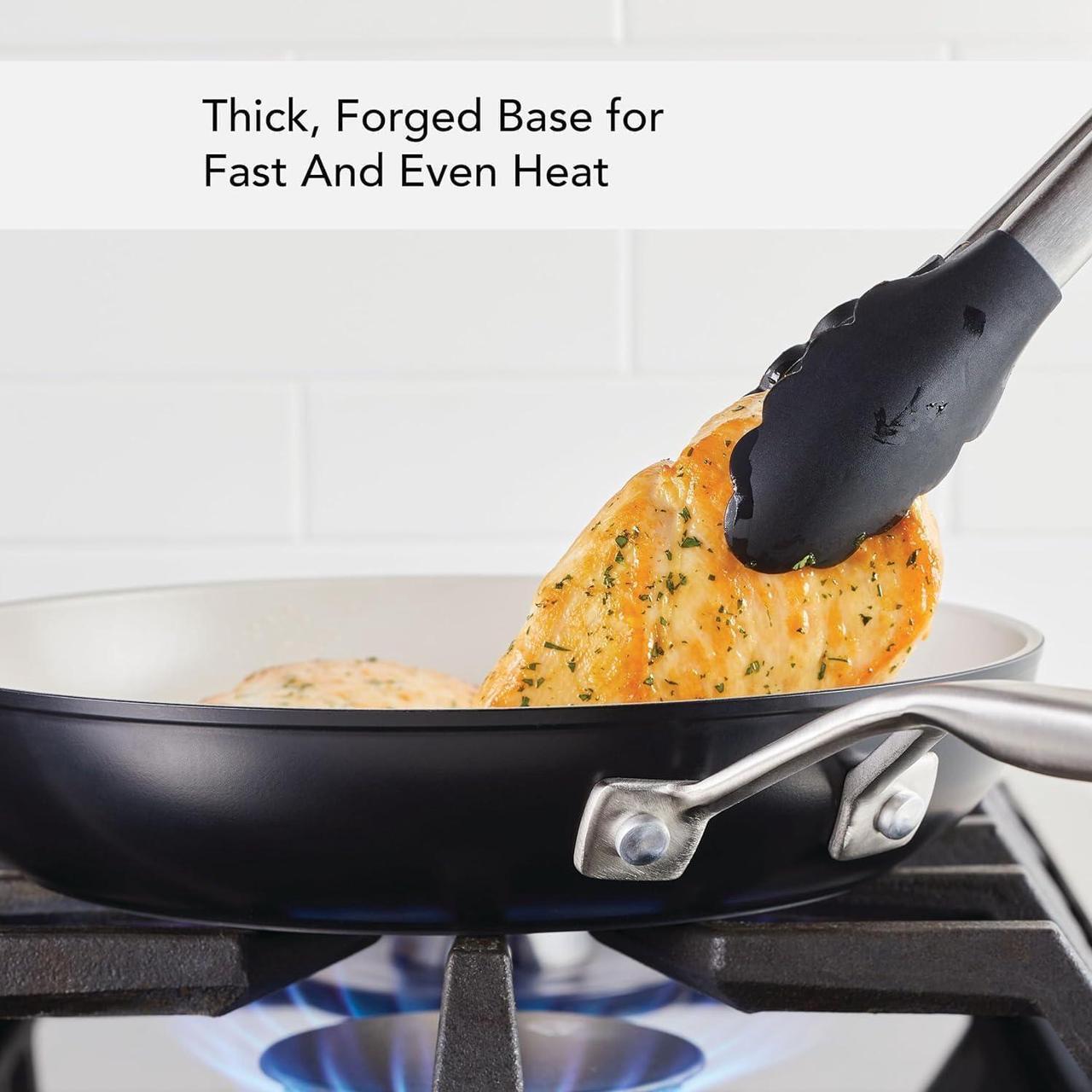 Alt view image 3 of 7 - KitchenAid Hard Anodized Ceramic 9-Piece Nonstick Cookware Set  Includes Fry Pans, Saucepan, Stockpot, Durable, Even Heating, Oven Safe to 500°F, Matte Black