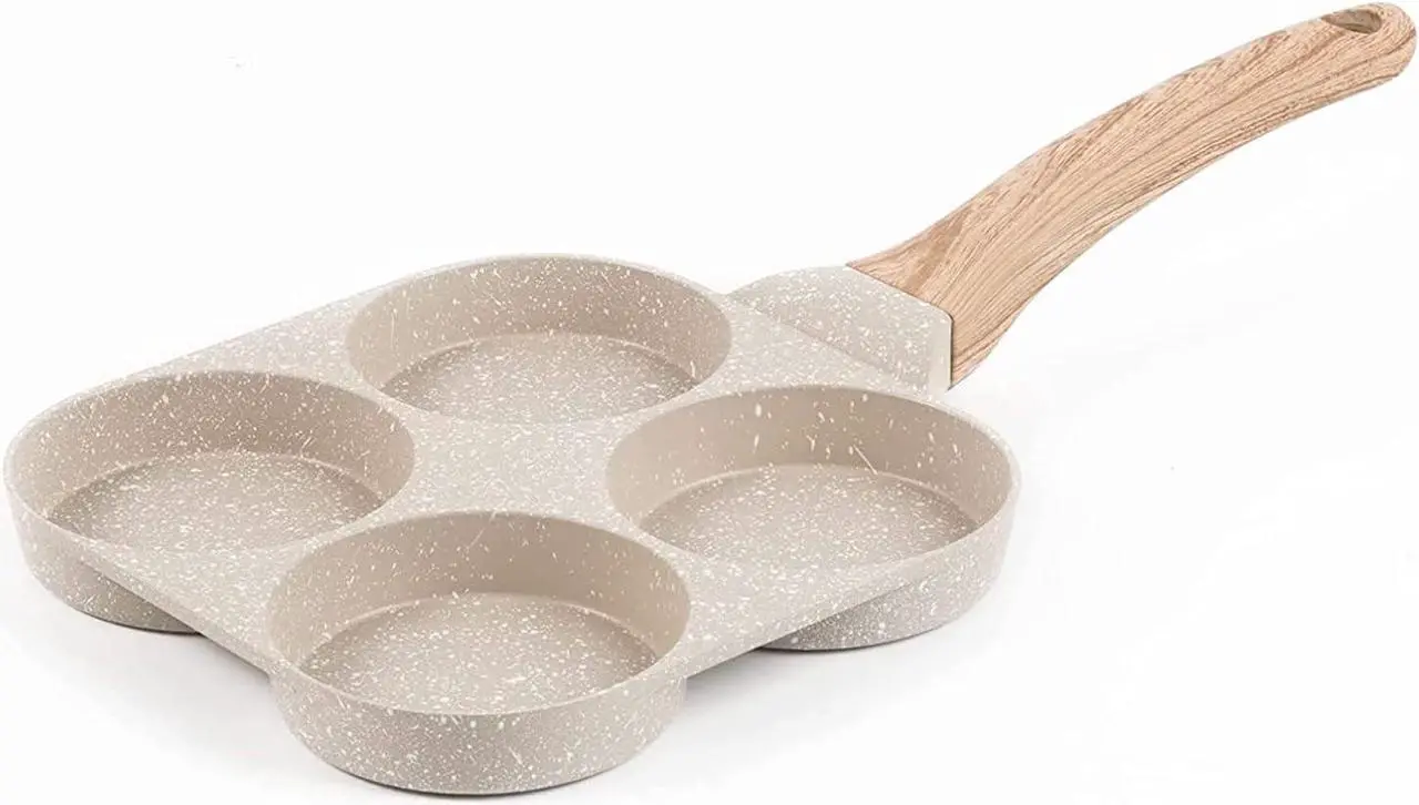 Alt view image 6 of 7 - Four-Cup Fried Egg Pan, Medical Stone Non-Stick Frying Pan for Breakfast,Divided Egg Omelet Pans Suitable for Gas Stove and Induction Cooker (3-inch eggs)