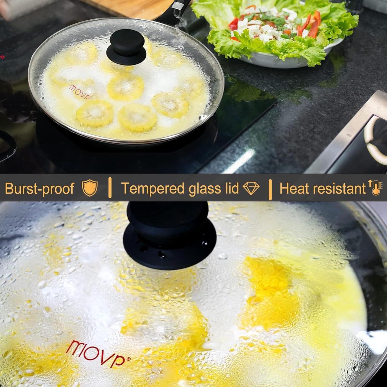 Alt view image 5 of 7 - Frying Pan Nonstick Skillet Cookware: Skillet 12-inch Nonstick with Lid Stainless - Non Stick Cooking Frying Pan Induction Compatible - Handle Cool PFOA-Free for Home Camping Kitchen Party Outdoor