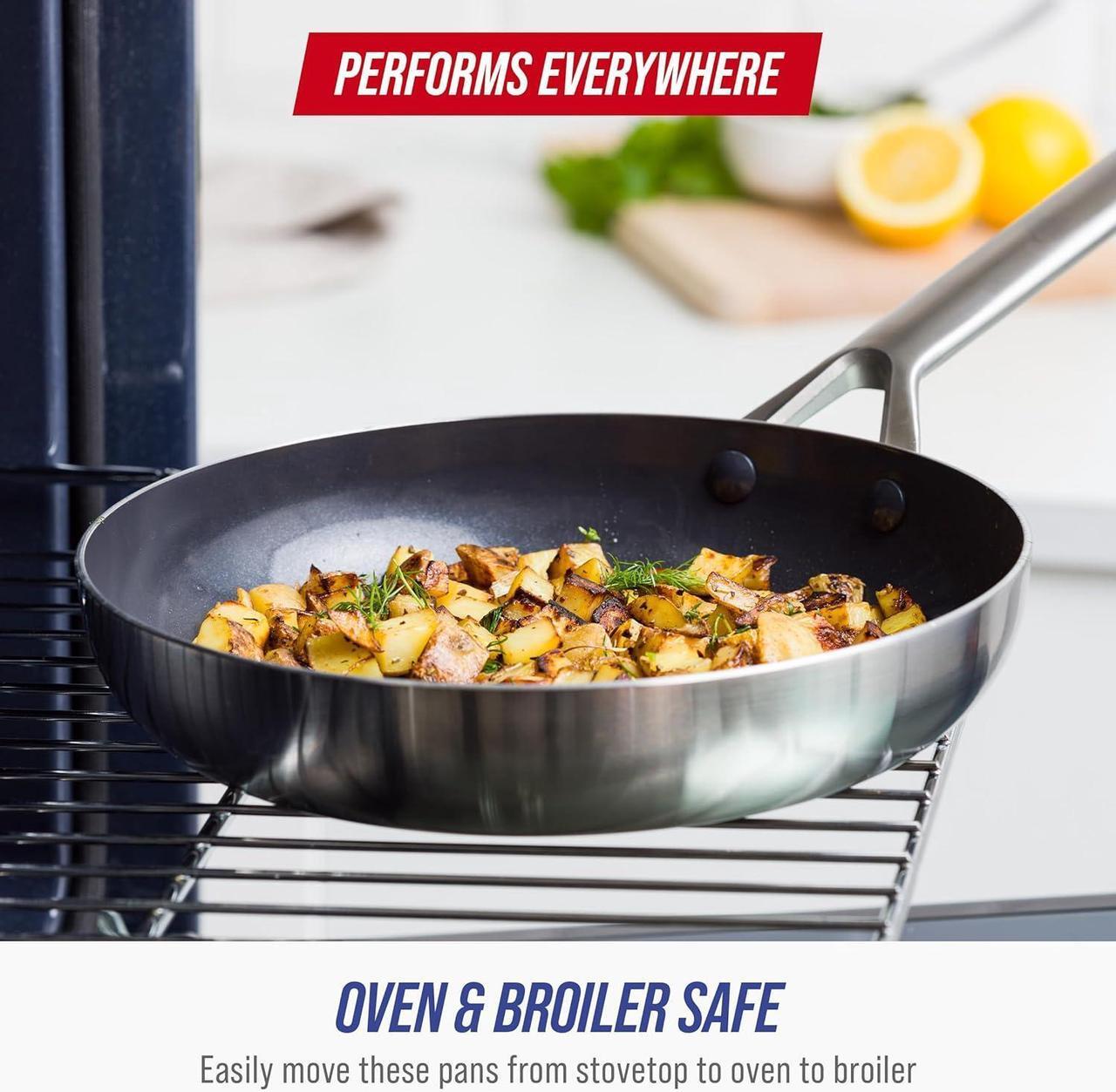 Alt view image 7 of 7 - Blue Diamond 15-Piece Tri-Ply Stainless Steel Cookware Set, Healthy Ceramic Nonstick, Induction-Compatible Pots & Pans, PFAS & PFOA-Free, Dishwasher Safe, 600°F Oven Safe, Metal Utensil Safe, Silver