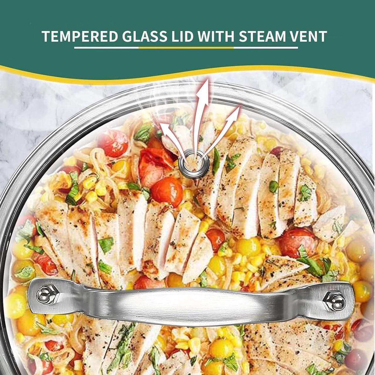 Alt view image 4 of 6 - DELARLO Tri-Ply Hybrid Stainless Steel Sauce Pan, Hybird 1.5QT Non Stick Pots, All Stove Safe Up to 600, Sauce Pot 1.5 Quart Non Stick Sauce Pan, Saucier Pan, Honeycomb Pan,Small Saucepan, Lids 300