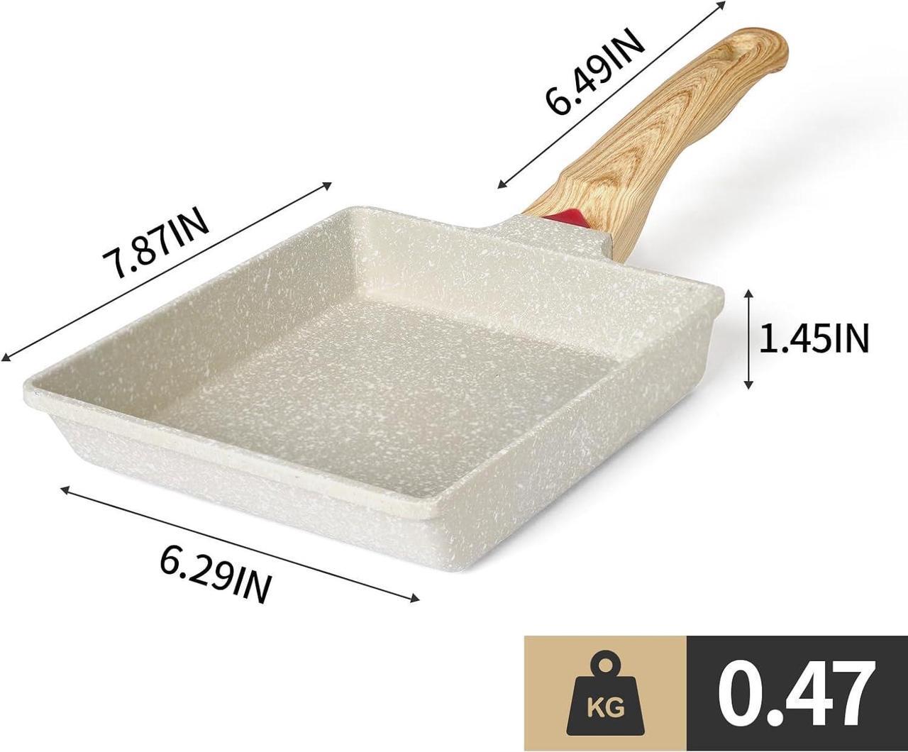 Alt view image 6 of 6 - Tamagoyaki Pan Japanese Omelette Pan - Nonstick Tamago Pan, Rectangle Egg Frying Pan, Omelet Pan with Whisk, Wooden Handle, PFOS & PFOA Free, Oven & Dishwasher Safe