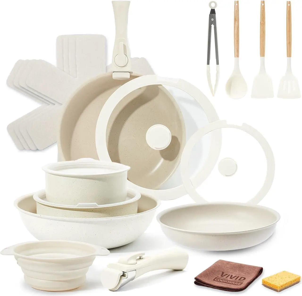 Main image of 22pcs Pots and Pans Set Non Stick, Ceramic Cookware Set with Detachable Handle, Pot Sets for Cooking Nonstick with Collapsible Dish Basin, Oven Safe