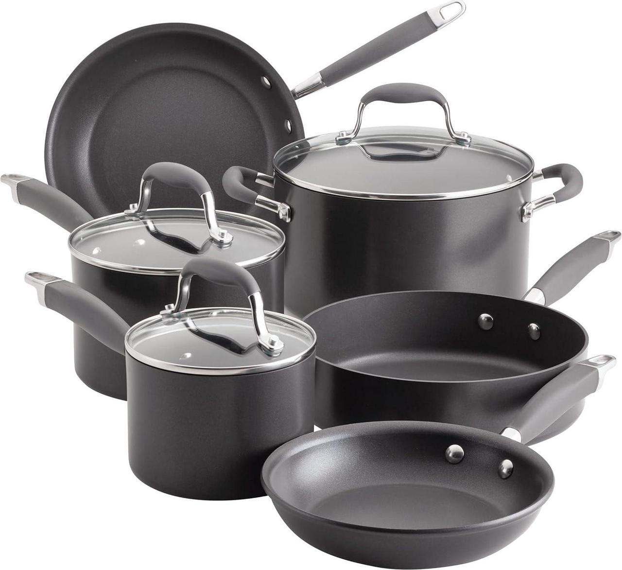 Main image of Anolon Advanced Home Hard Anodized Nonstick Cookware/Pots and Pans Set, 9 Piece - Moonstone