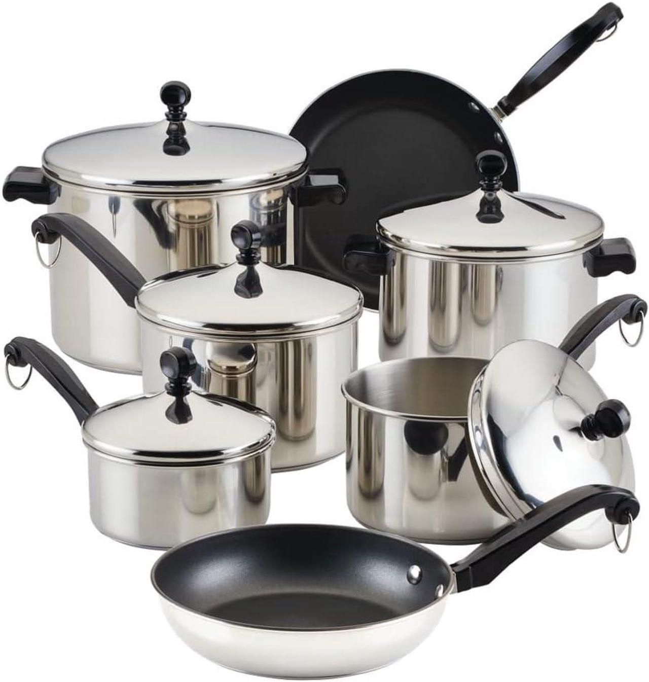 Main image of Farberware Classic Stainless Steel Cookware Pots and Pans Set, 15-Piece,50049,Silver