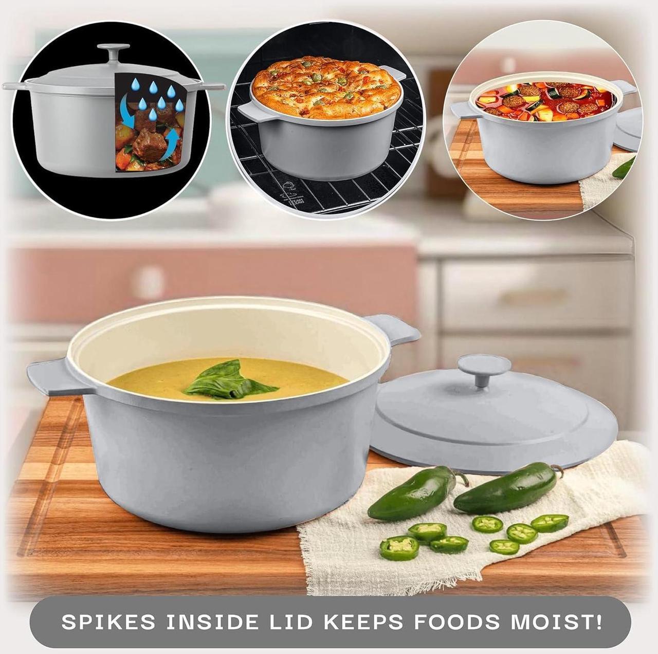 Alt view image 6 of 7 - Gotham Steel 5 Qt Lightweight Ceramic Dutch Oven Pot with Lid, Nonstick Sourdough Dutch Oven for Bread Baking, 10 in 1 Stock Pot Ovens for Pasta, Spaghetti, Bread and More, Pots for Cooking