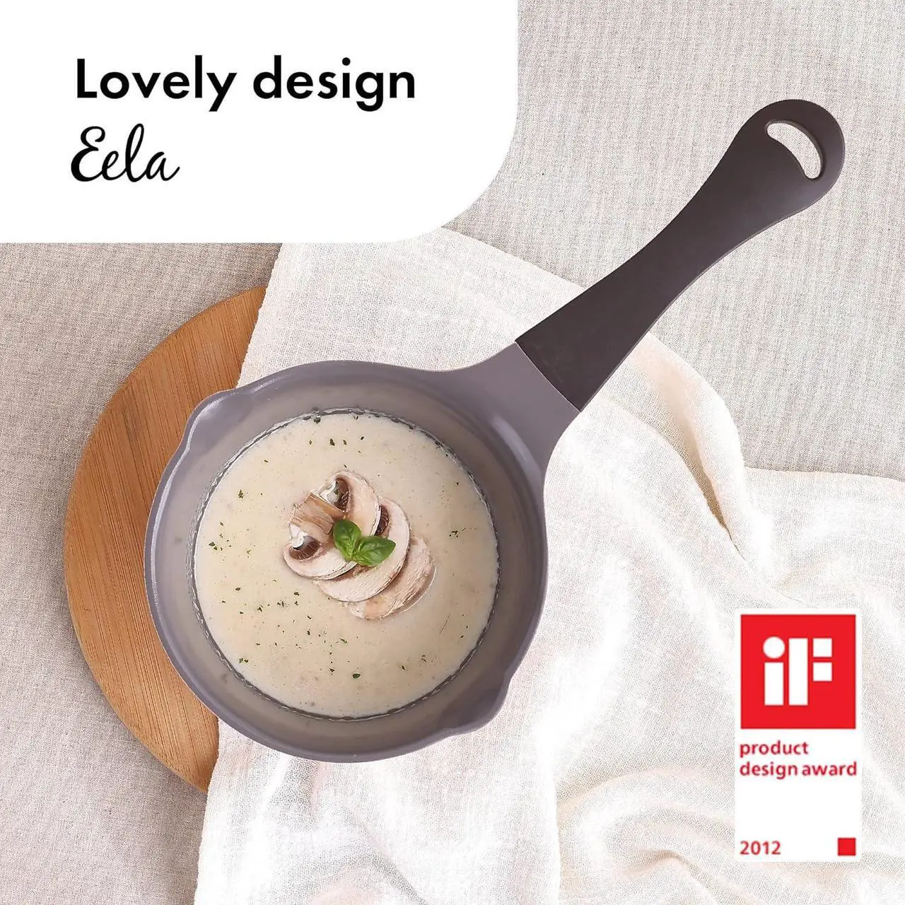 Alt view image 4 of 6 - Neoflam 1qt Saucepan Butter Warmer Milk Boiling|Melting Pot, Ecolon Healthy Ceramic Nonstick Coating PFOA-free, 2 Pour Spouts, Dishwasher Safe, Ivory