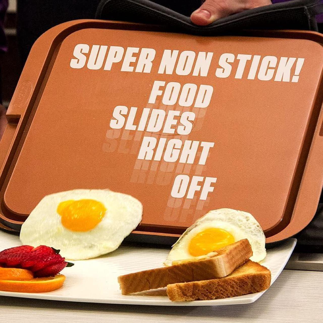 Alt view image 2 of 3 - Gotham Steel XL Nonstick 2 in 1 Griddle Pan & Grill Pan for Stovetop & Outdoor Use, Reversible Copper Griddle for Gas Grill + Stove Top Grill Pan with Ultra Nonstick Non-Toxic Oven Safe