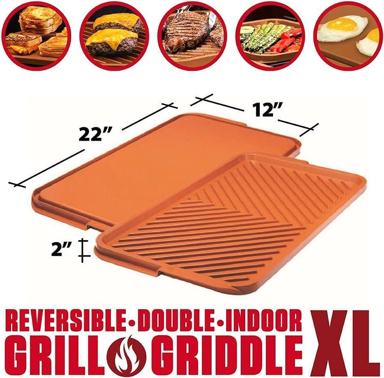 Alt view image 3 of 3 - Gotham Steel XL Nonstick 2 in 1 Griddle Pan & Grill Pan for Stovetop & Outdoor Use, Reversible Copper Griddle for Gas Grill + Stove Top Grill Pan with Ultra Nonstick Non-Toxic Oven Safe