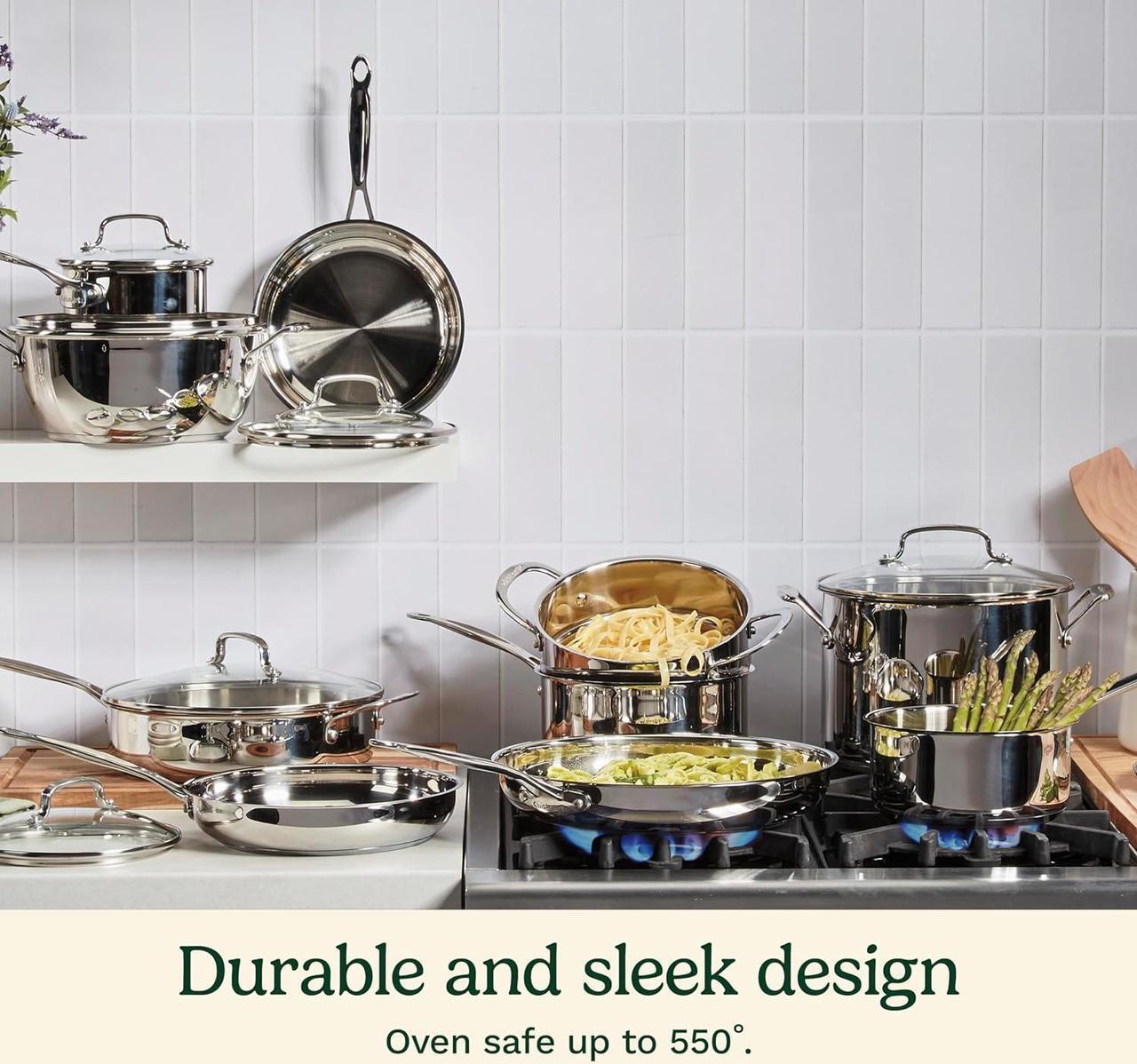 Alt view image 2 of 7 - Cuisinart 17-Piece Cookware Set, Chef's Classic Steel Collection 77-17N