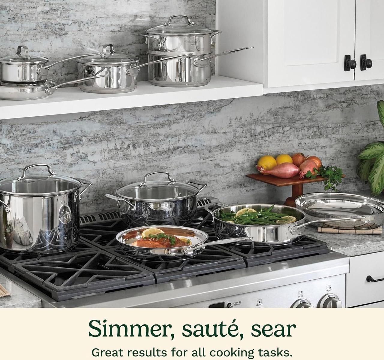 Alt view image 5 of 7 - Cuisinart 17-Piece Cookware Set, Chef's Classic Steel Collection 77-17N