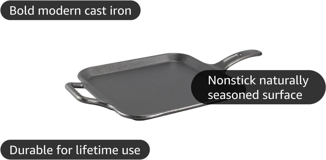 Alt view image 4 of 7 - Lodge BOLD 12 Inch Seasoned Cast Iron Square Griddle, Design-Forward Cookware